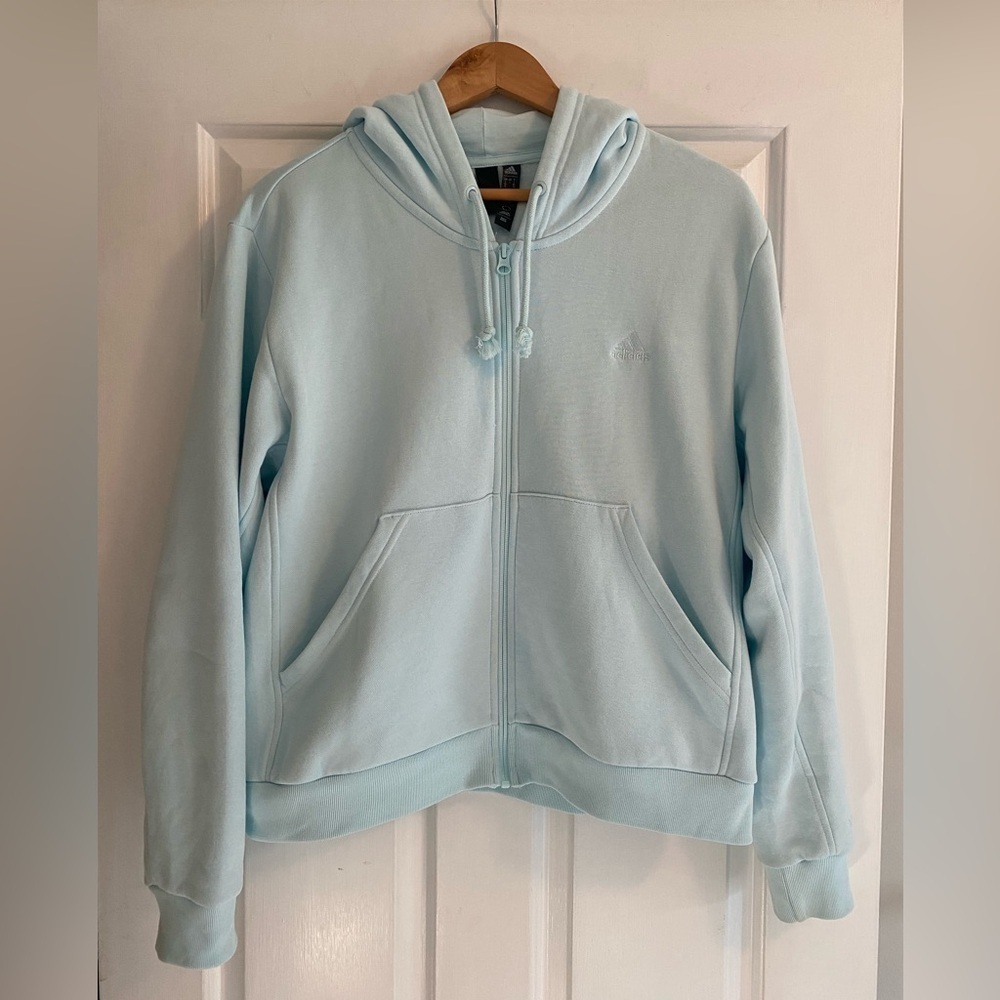 Women’s Adidas Hooded Sweatshirt Aqua Blue Size L